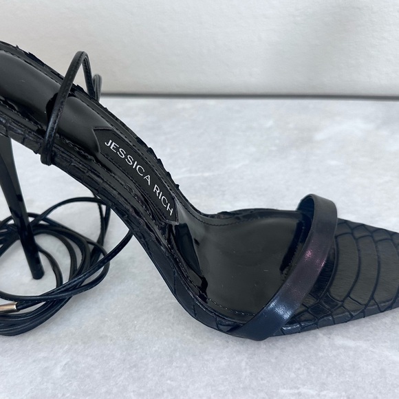 Rich Sandal by Jessica Rich Black Stiletto Lace Up Heels Size 40 / 9.5 - Picture 16 of 16